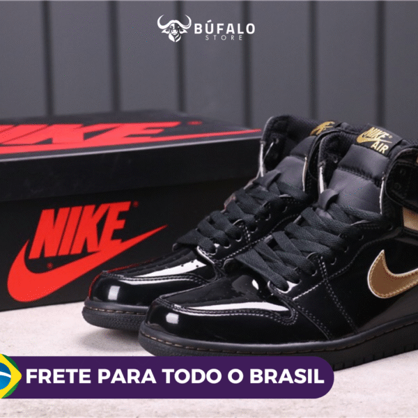 TENIS AIR JORDAN 1 HIGH BLACK METALICO (EM COURO)