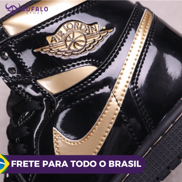 TENIS AIR JORDAN 1 HIGH BLACK METALICO (EM COURO) - Imagem 9