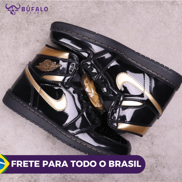 TENIS AIR JORDAN 1 HIGH BLACK METALICO (EM COURO) - Imagem 6
