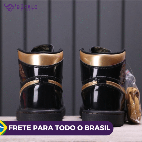 TENIS AIR JORDAN 1 HIGH BLACK METALICO (EM COURO) - Imagem 5