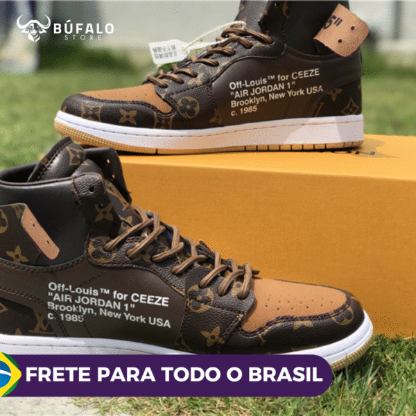 TENIS AIR JORDAN 1 HIGH X OFF-WHITE X LOUIS VITTON (EM COURO) - Imagem 7