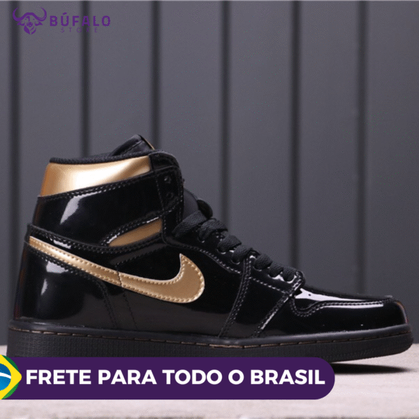 TENIS AIR JORDAN 1 HIGH BLACK METALICO (EM COURO) - Imagem 3