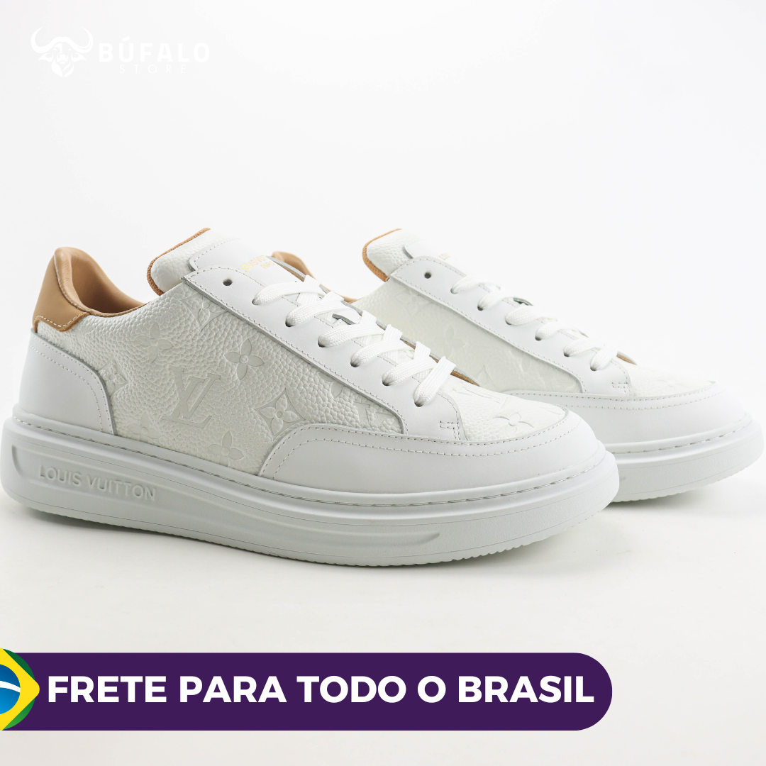Louis Vuitton Luxembourg Sneaker Branco – Monogram Embossed (Unissex) - Imagem 6
