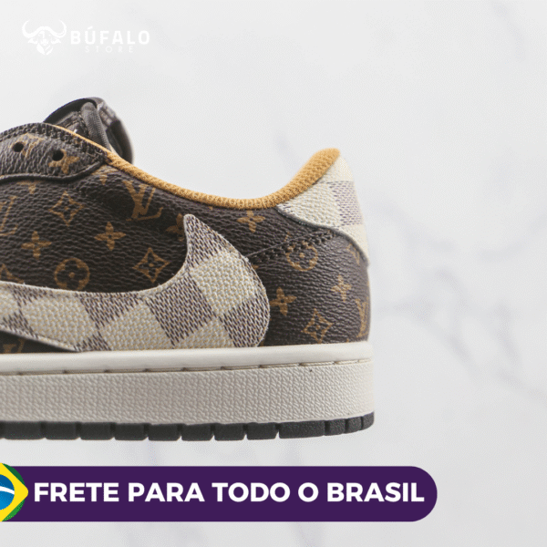 TÊNIS AIR JORDAN 1 LOW X LOUIS VUITTON X TRAVIS SCOTT MONOGRAM BROWN (EM COURO) - Imagem 4