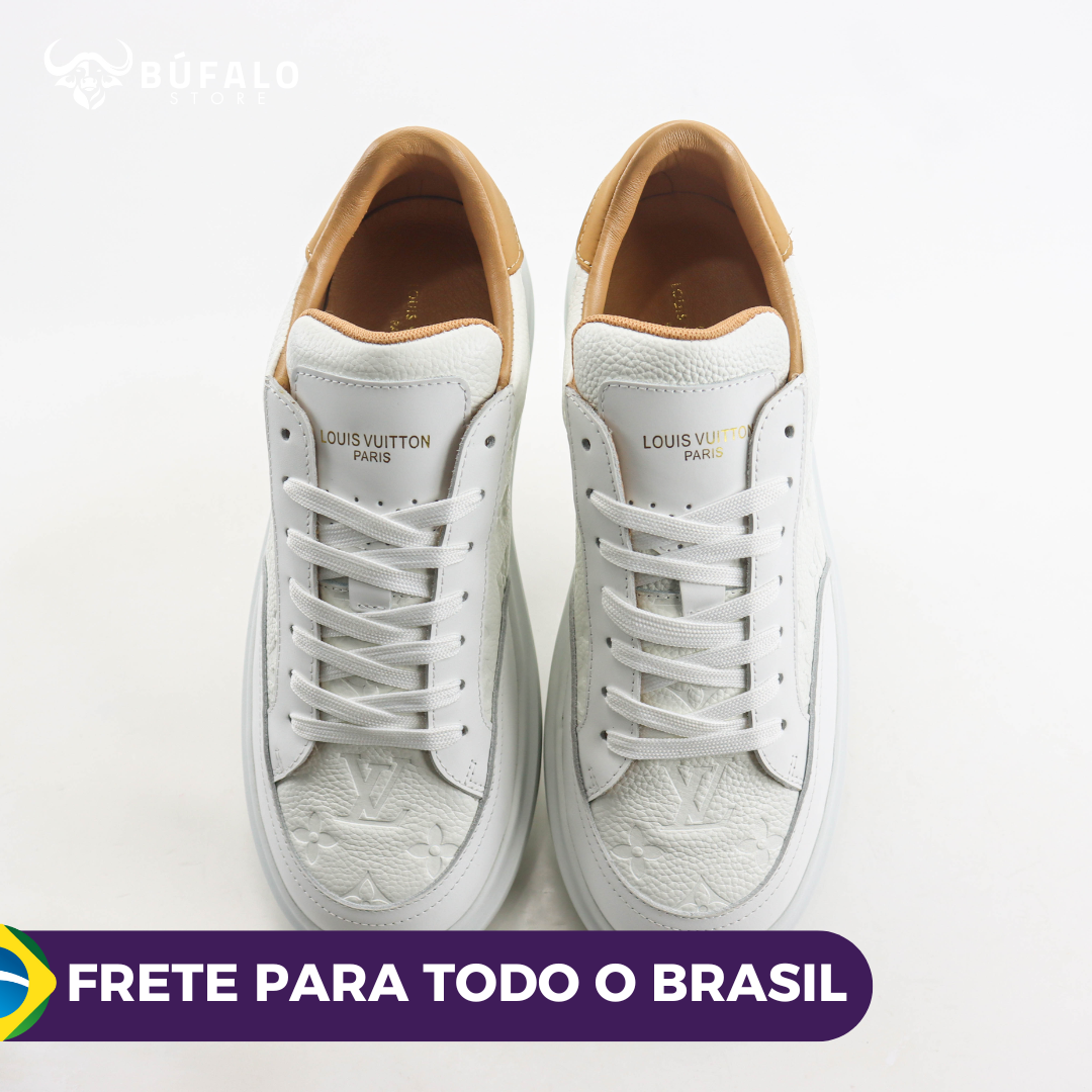 Louis Vuitton Luxembourg Sneaker Branco – Monogram Embossed (Unissex) - Imagem 5