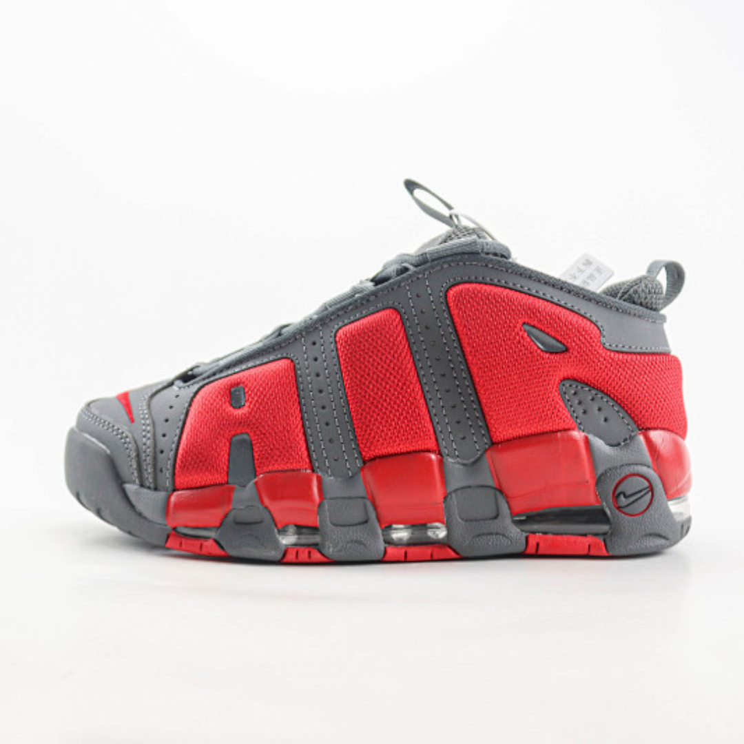 Tênis Nike Air More Uptempo Low "Cinza com Vermelho (Grey/Red)"
