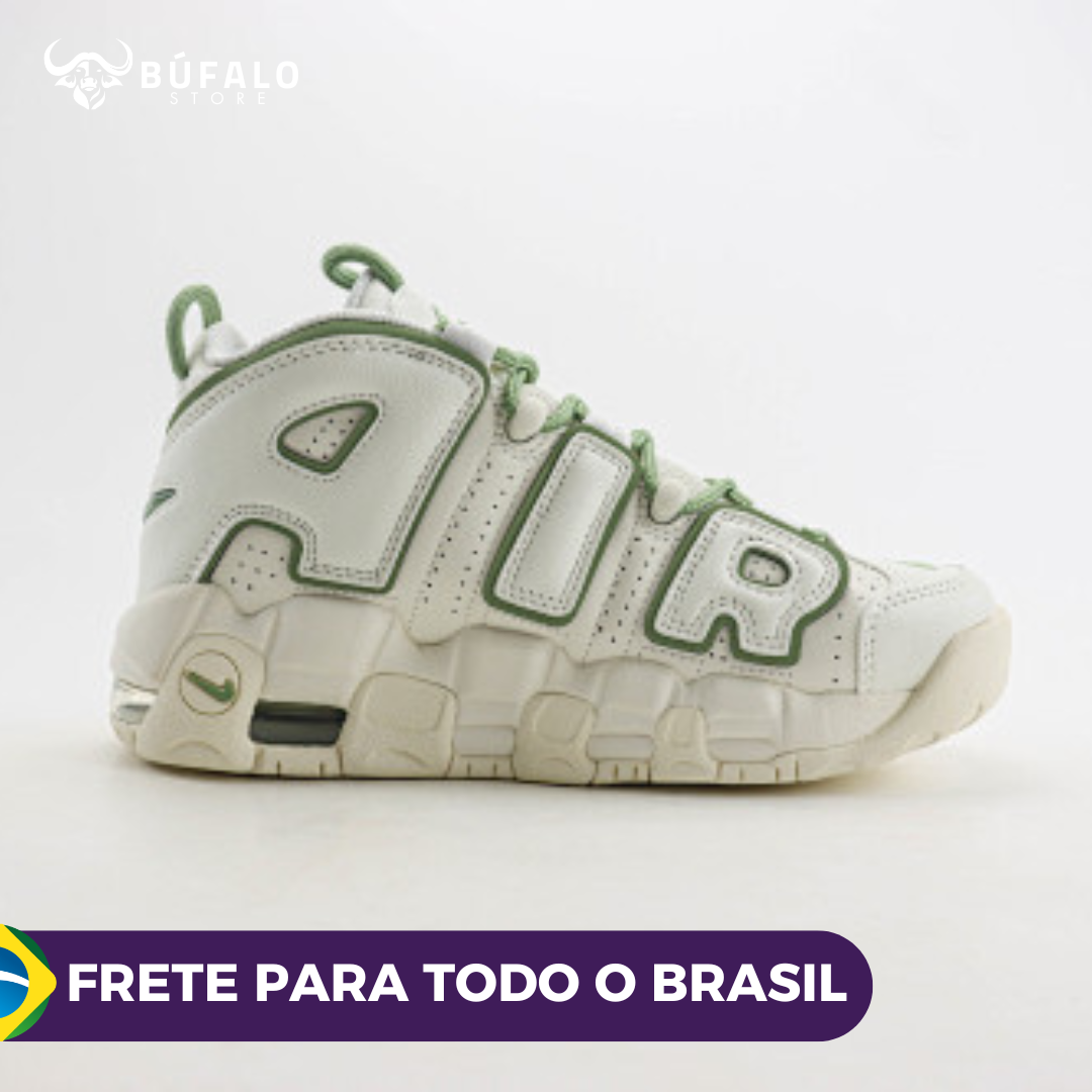 Nike Air More Uptempo Branco com verde claro (Light Green / White) - Imagem 3