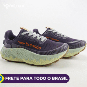 New Balance Fresh Foam More Trail v3  Roxo com  detalhes em laranja