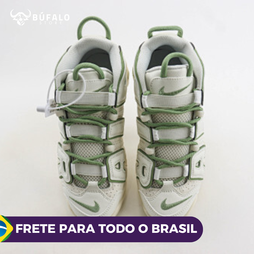 Nike Air More Uptempo Branco com verde claro (Light Green / White) - Imagem 6