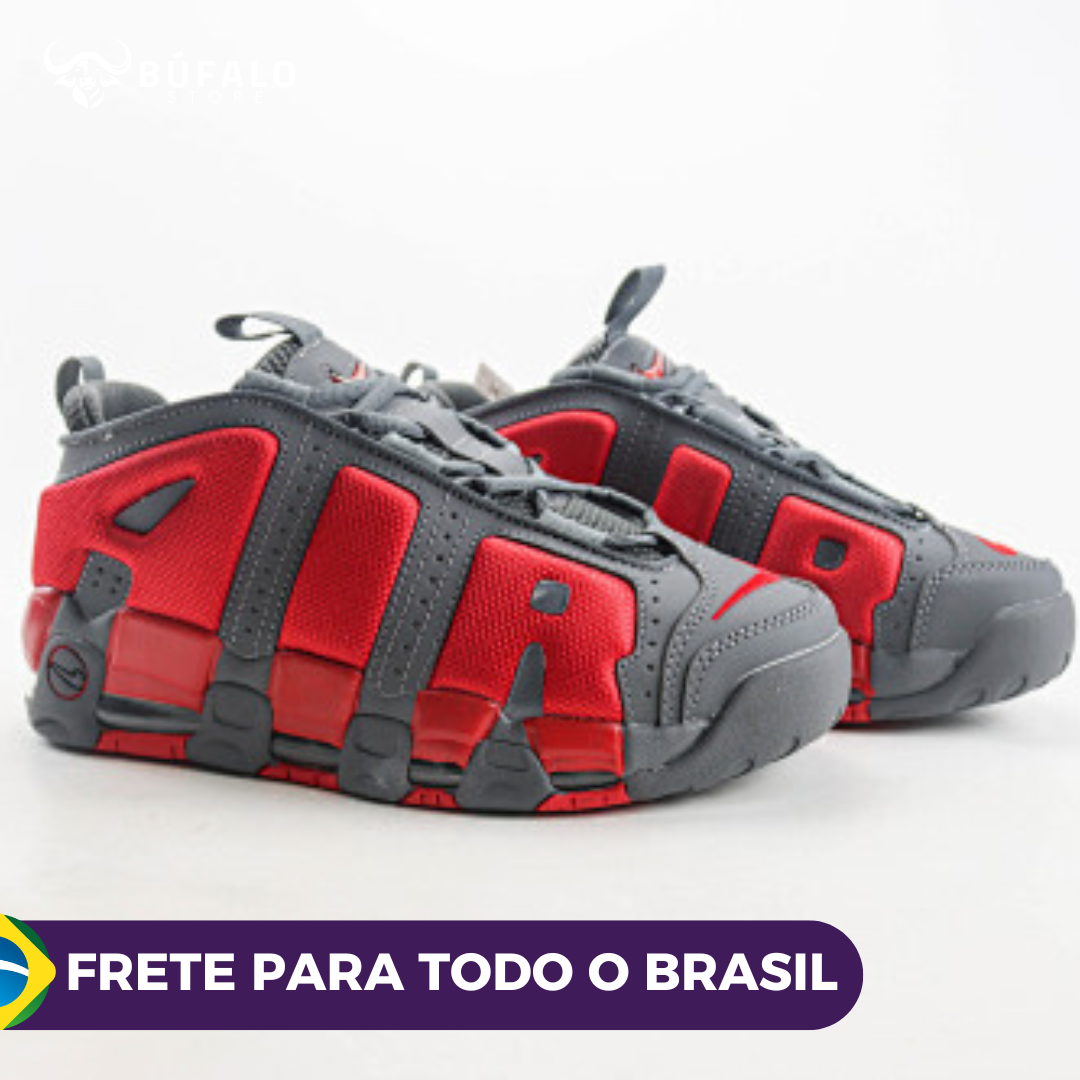 Tênis Nike Air More Uptempo Low "Cinza com Vermelho (Grey/Red)" - Imagem 7