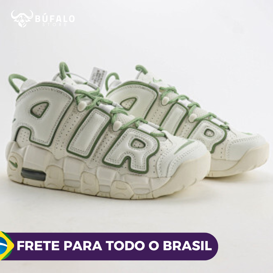 Nike Air More Uptempo Branco com verde claro (Light Green / White)